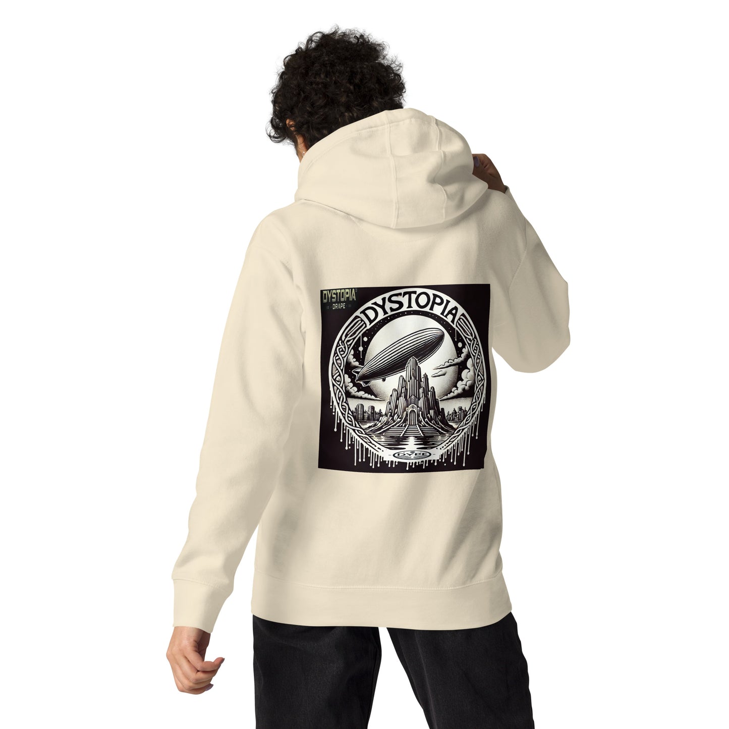 Sudadera unisex con capucha "Deff Zeppelin" de Dystopia Drape