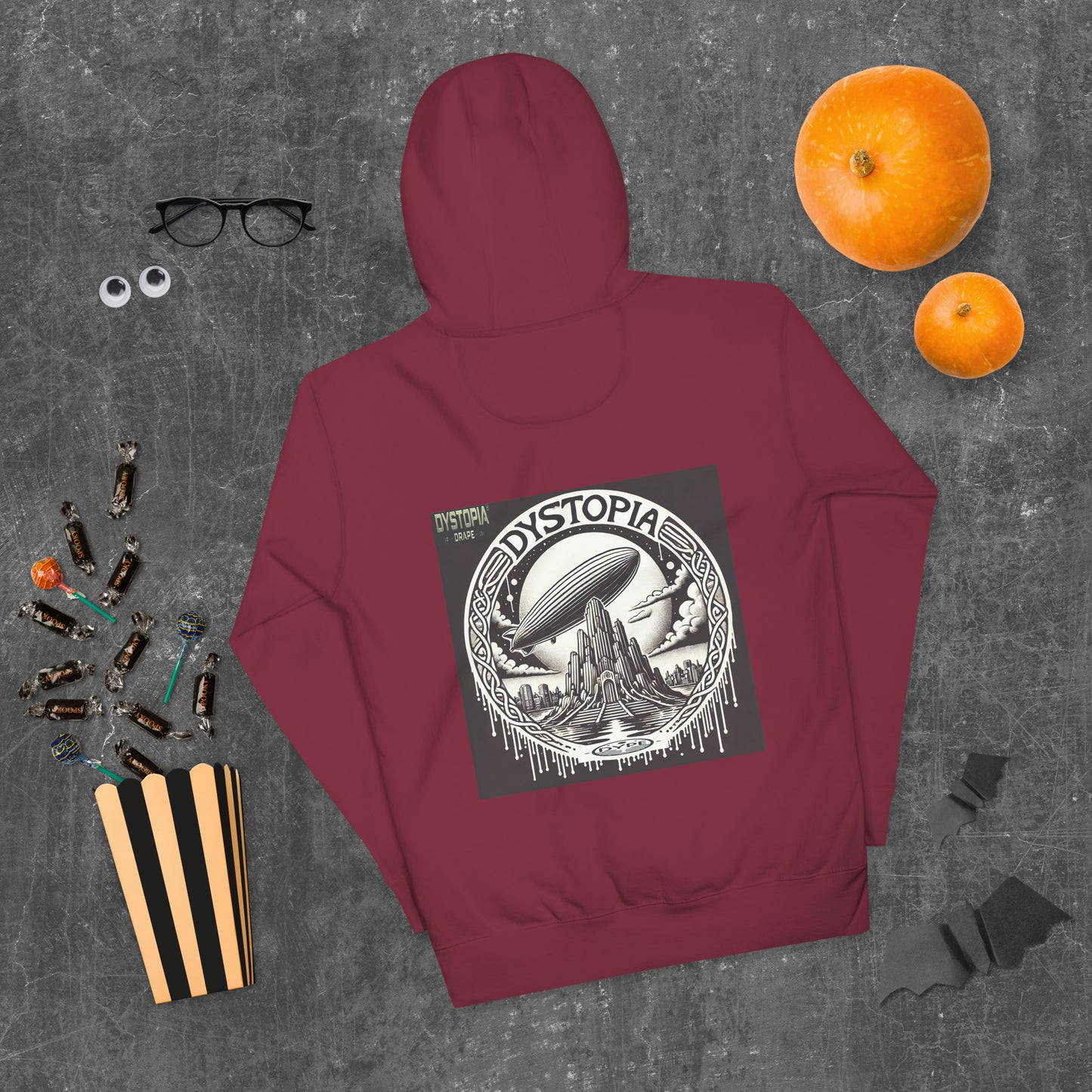 Sudadera unisex con capucha "Deff Zeppelin" de Dystopia Drape