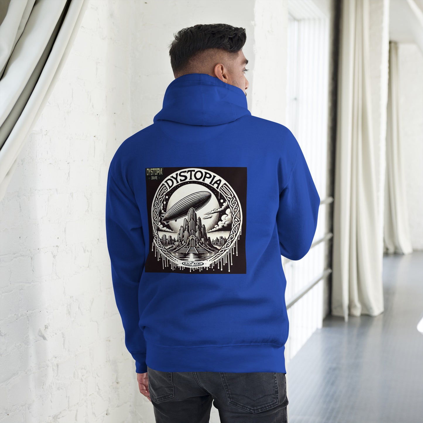 Sudadera unisex con capucha "Deff Zeppelin" de Dystopia Drape